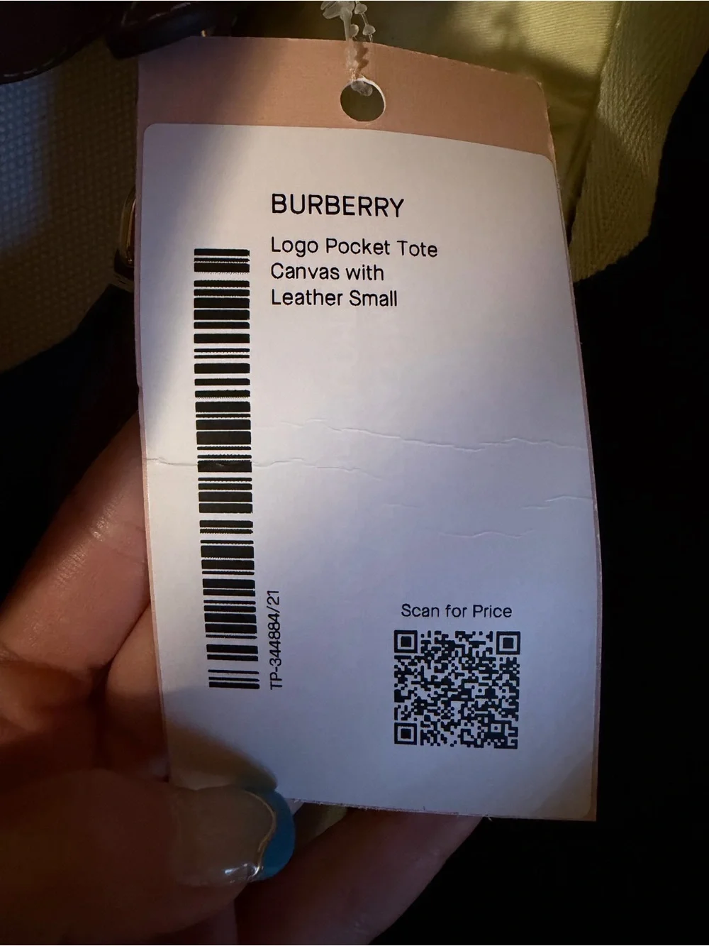Burberry Cream Canvas Tote with Brown Leather Trim
